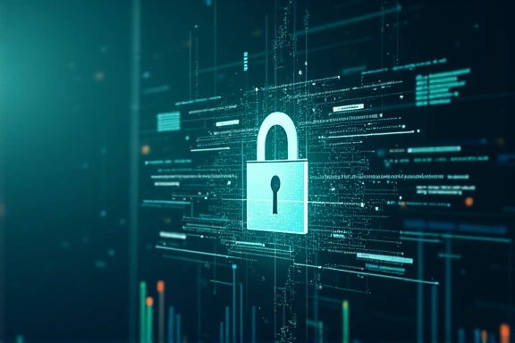 Abstract representation of data privacy and security, with lock icon and digital shield